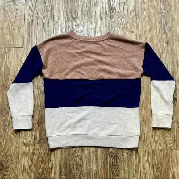 Nine Britton Colorblock Pullover Sweater Small Brown Navy Cream - Picture 4 of 4